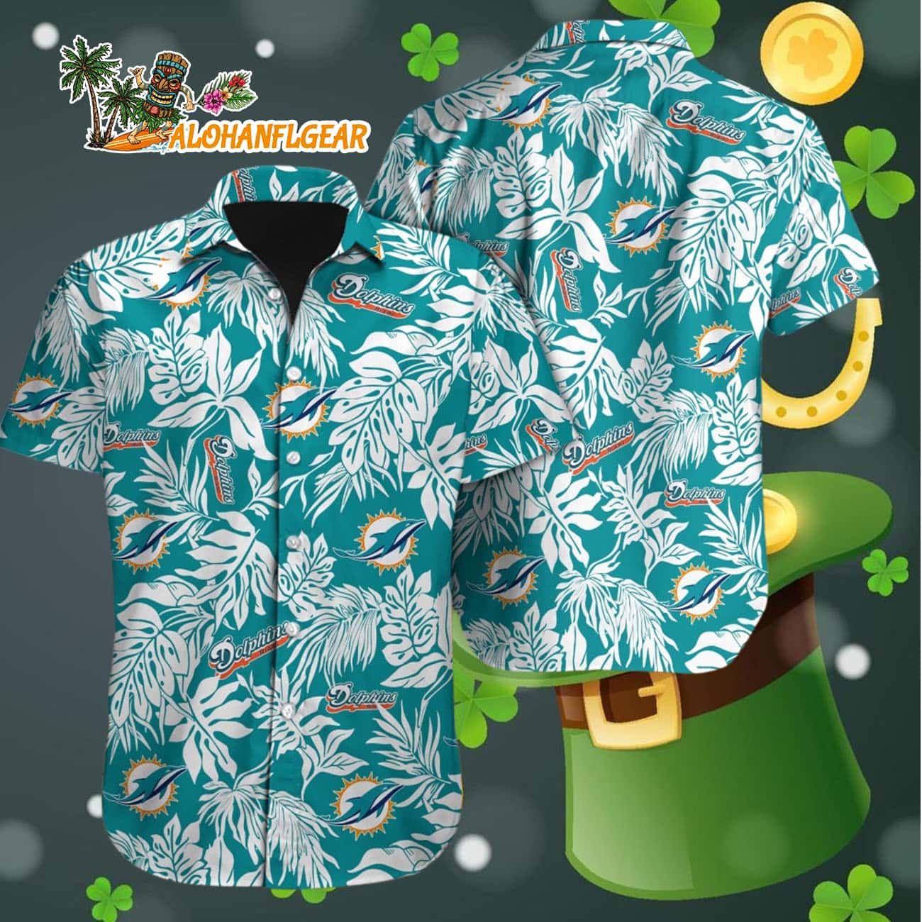 Miami Dolphins Tropical Leafs Designs Hawaiian Shirt, Miami Dolphins Aloha Shirt Miami Dolphins Tropical Leafs Designs Hawaiian Shirt, Miami Dolphins Aloha Shirt