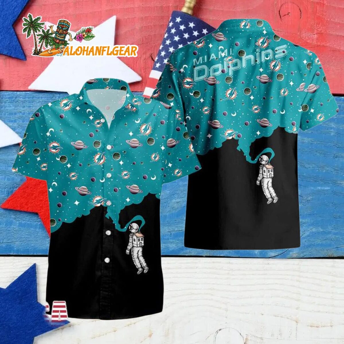 Miami Dolphins Universal Astronaut Pattern Hawaiian Shirt Miami Dolphins Aloha Shirt 4