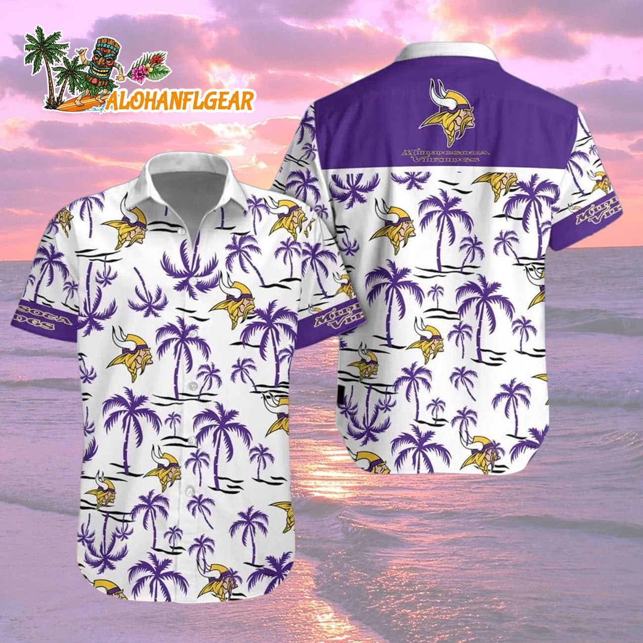 Minnesota Vikings Coconut Logo Beach Hawaiian Shirt, NFL Aloha Shirt Minnesota Vikings Coconut Logo Beach Hawaiian Shirt, NFL Aloha Shirt
