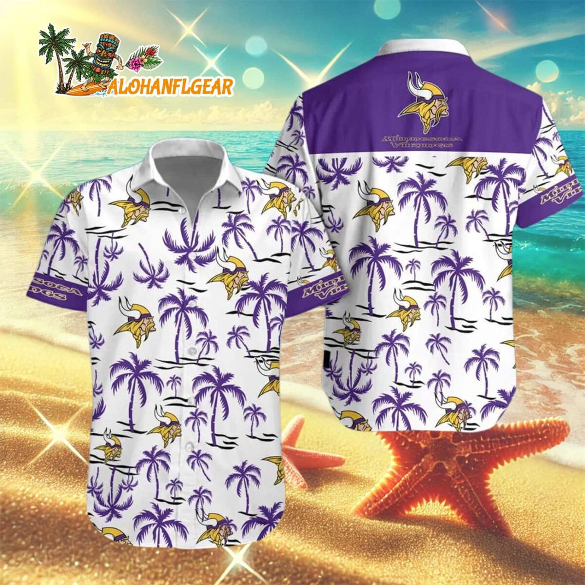 Minnesota Vikings Coconut Logo Beach Hawaiian Shirt, NFL Aloha Shirt 2 Minnesota Vikings Coconut Logo Beach Hawaiian Shirt NFL Aloha Shirt 3