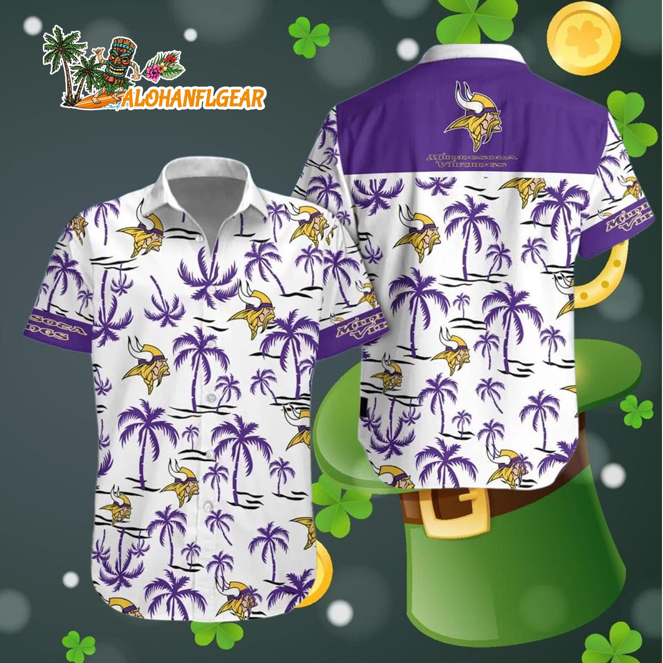 Minnesota Vikings Coconut Logo Beach Hawaiian Shirt, NFL Aloha Shirt Minnesota Vikings Coconut Logo Beach Hawaiian Shirt, NFL Aloha Shirt
