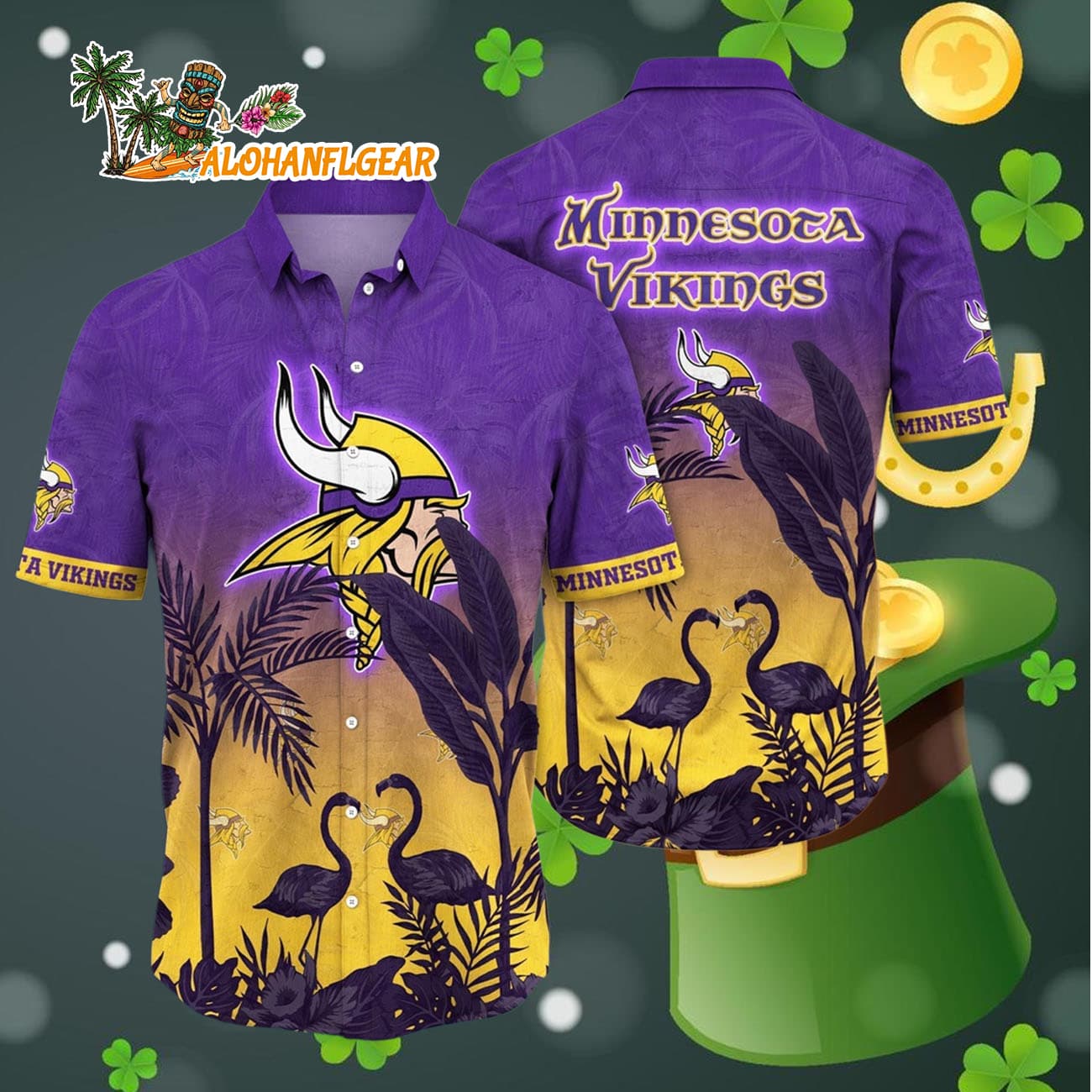 Minnesota Vikings Flamingo And Flower Funny Hawaiian Shirt, Minnesota Vikings Aloha Shirt Minnesota Vikings Flamingo And Flower Funny Hawaiian Shirt, Minnesota Vikings Aloha Shirt