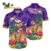 Minnesota Vikings Flamingo And Flower Hawaiian Shirt Minnesota Vikings Aloha Shirt 1