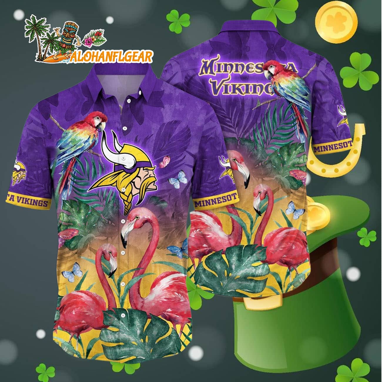 Minnesota Vikings Flamingo And Flower Hawaiian Shirt, Minnesota Vikings Aloha Shirt Minnesota Vikings Flamingo And Flower Hawaiian Shirt, Minnesota Vikings Aloha Shirt