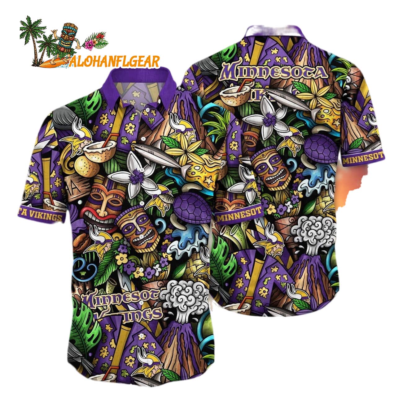 Minnesota Vikings Flower Tiki Me Off Hawaiian Shirt, Minnesota Vikings Aloha Shirt Minnesota Vikings Flower Tiki Me Off Hawaiian Shirt, Minnesota Vikings Aloha Shirt