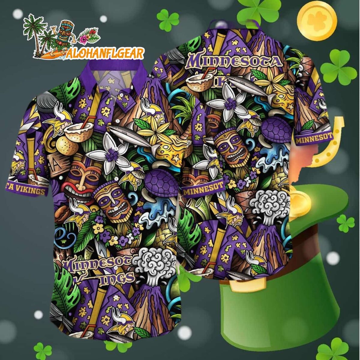 Minnesota Vikings Flower Tiki Me Off Hawaiian Shirt Minnesota Vikings Aloha Shirt 4
