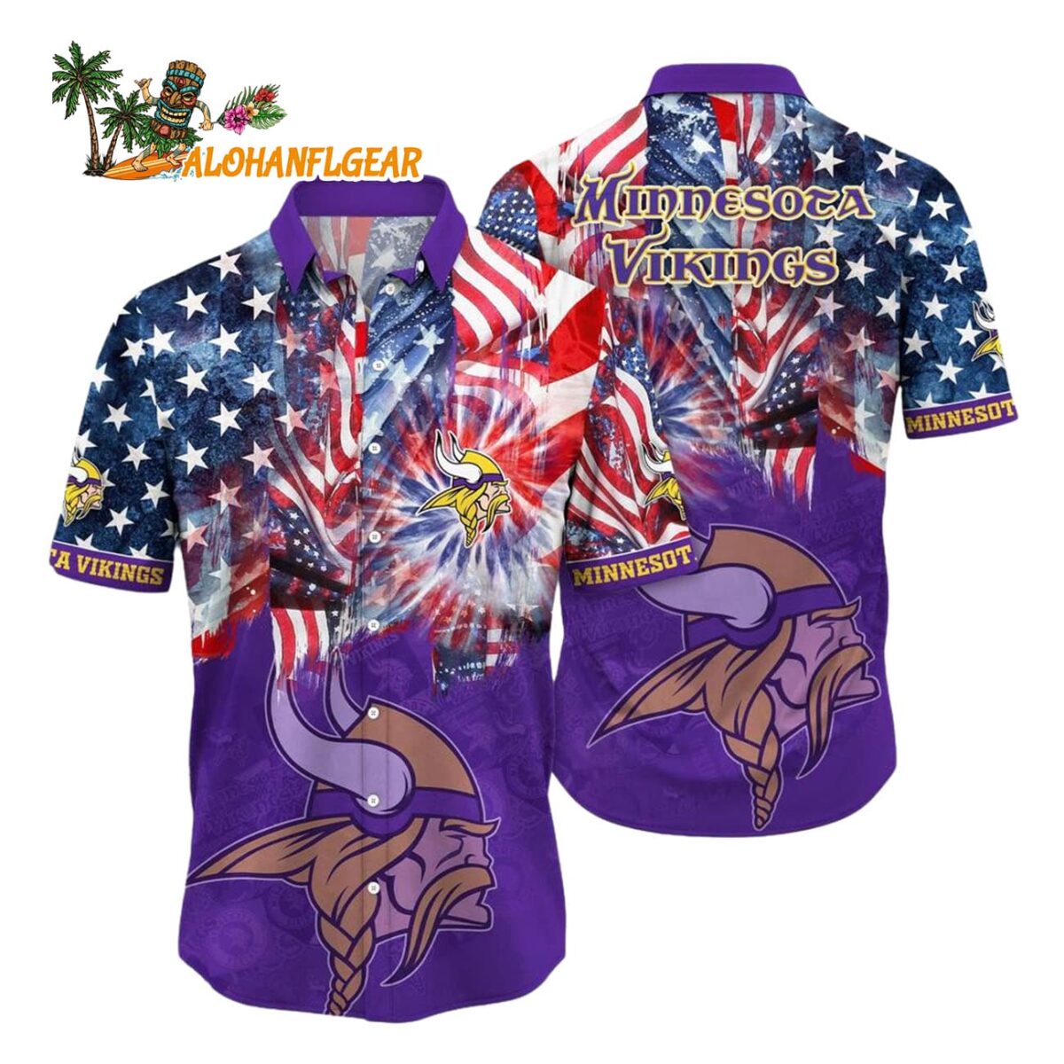 Minnesota Vikings Independence Day Hawaiian Shirt NFL Aloha Shirt 1