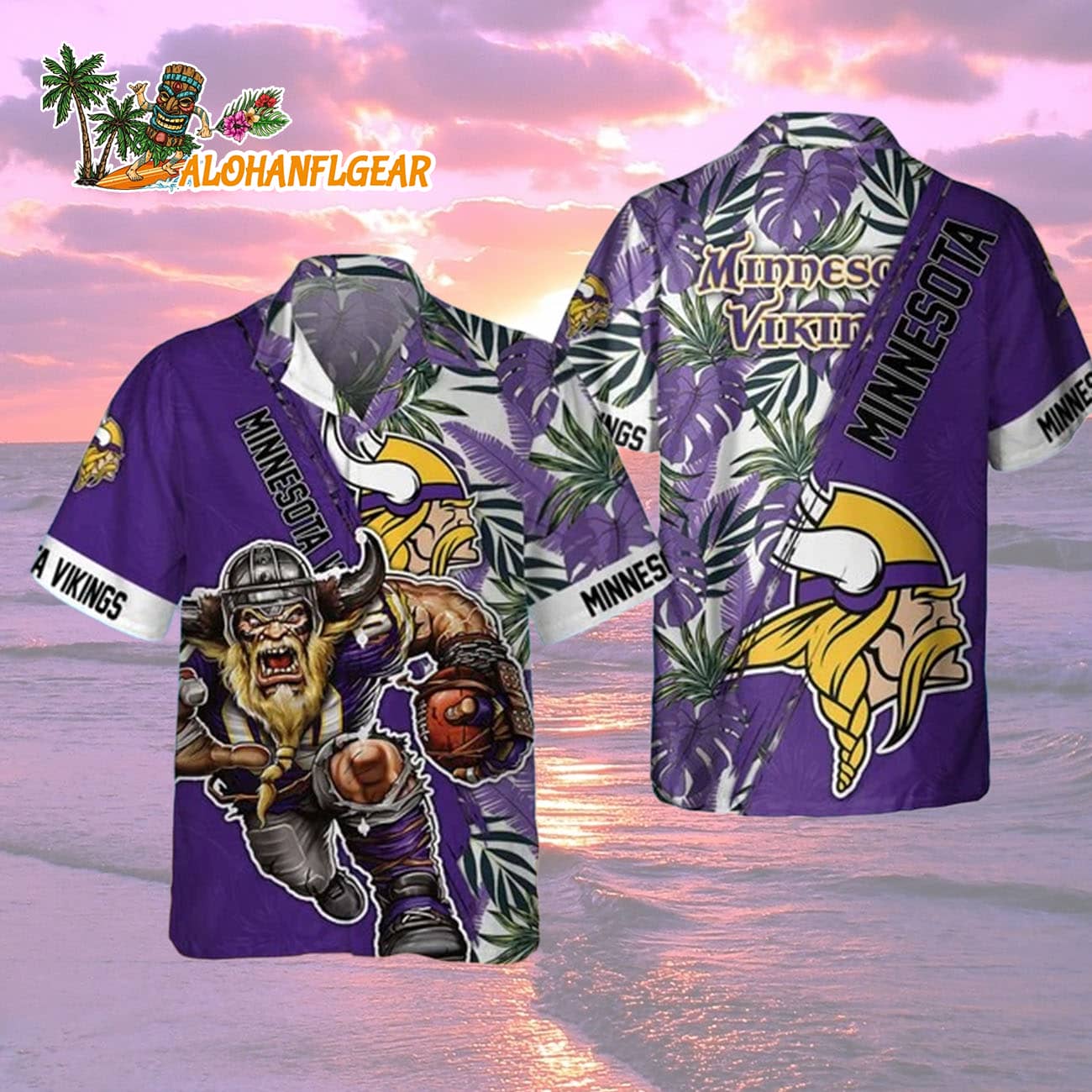 Minnesota Vikings Mascot Summer Hawaiian Shirt, Minnesota Vikings Aloha Shirt Minnesota Vikings Mascot Summer Hawaiian Shirt, Minnesota Vikings Aloha Shirt