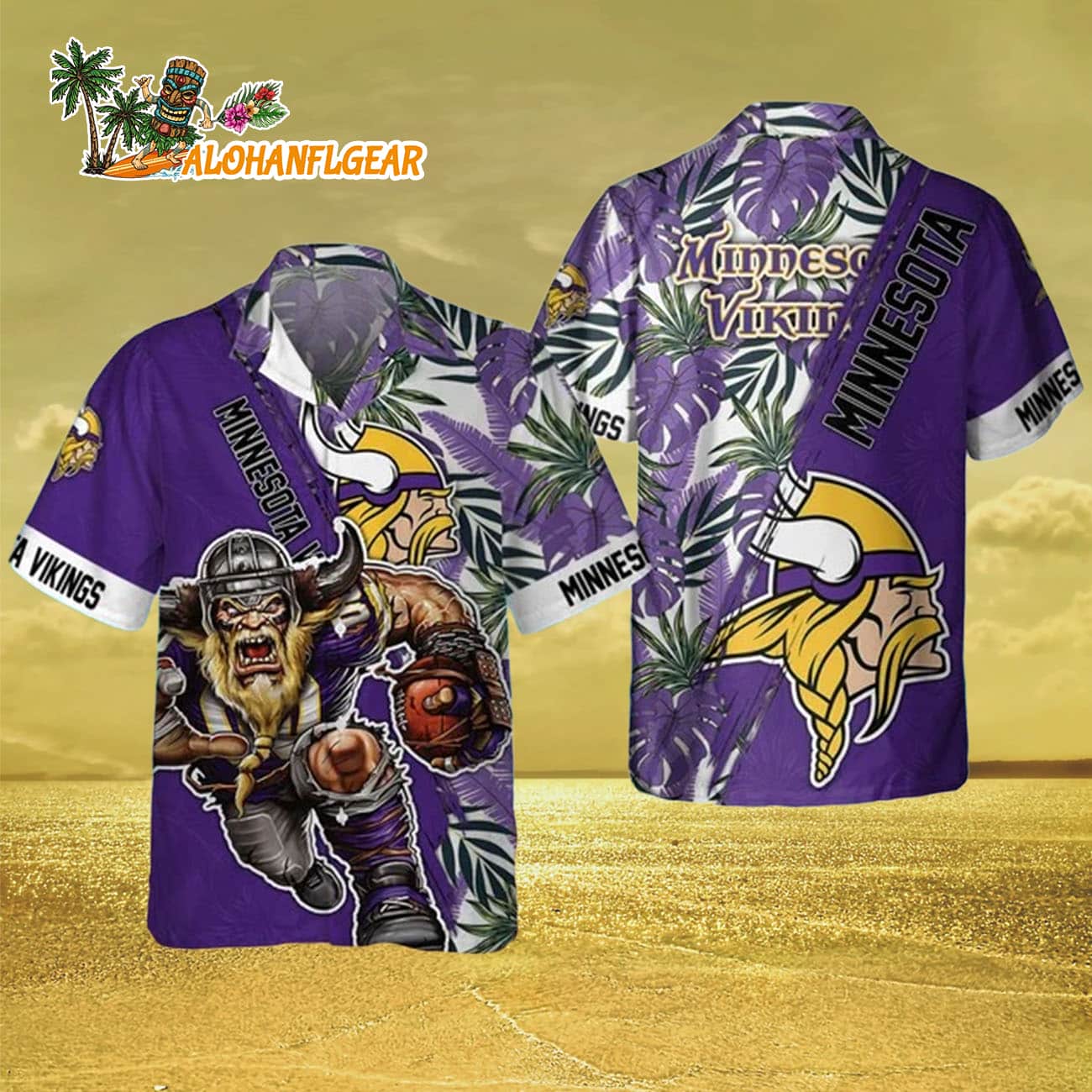 Minnesota Vikings Mascot Summer Hawaiian Shirt, Minnesota Vikings Aloha Shirt Minnesota Vikings Mascot Summer Hawaiian Shirt, Minnesota Vikings Aloha Shirt