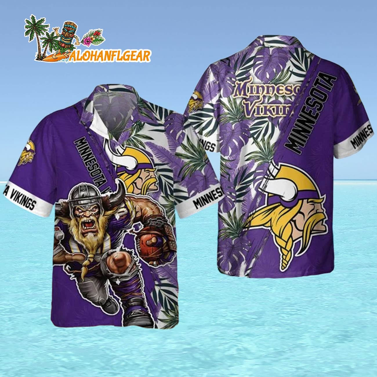 Minnesota Vikings Mascot Summer Hawaiian Shirt, Minnesota Vikings Aloha Shirt Minnesota Vikings Mascot Summer Hawaiian Shirt, Minnesota Vikings Aloha Shirt