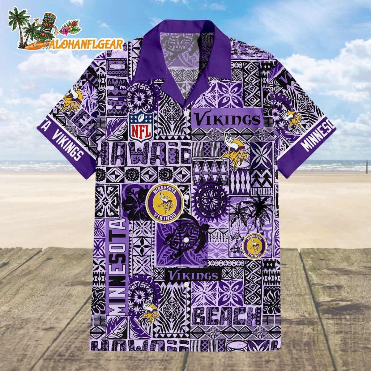 Minnesota Vikings Tapa Patterns Hawaiian Shirt NFL Aloha Shirt 1