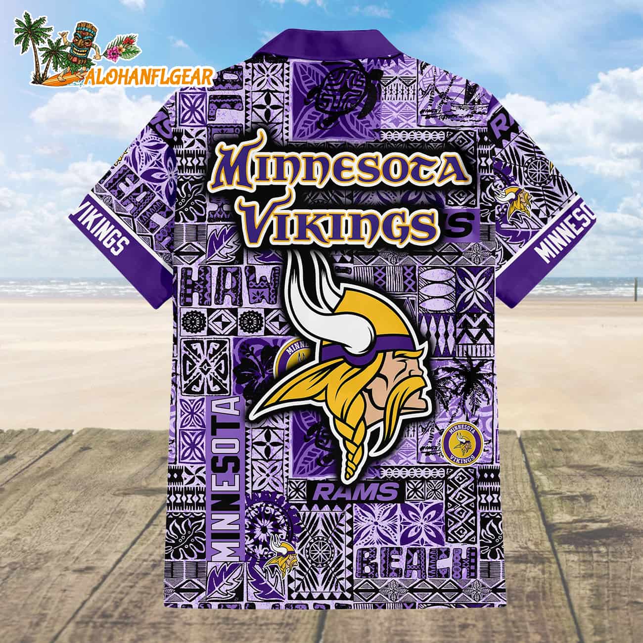 Minnesota Vikings Tapa Patterns Hawaiian Shirt, NFL Aloha Shirt Minnesota Vikings Tapa Patterns Hawaiian Shirt, NFL Aloha Shirt