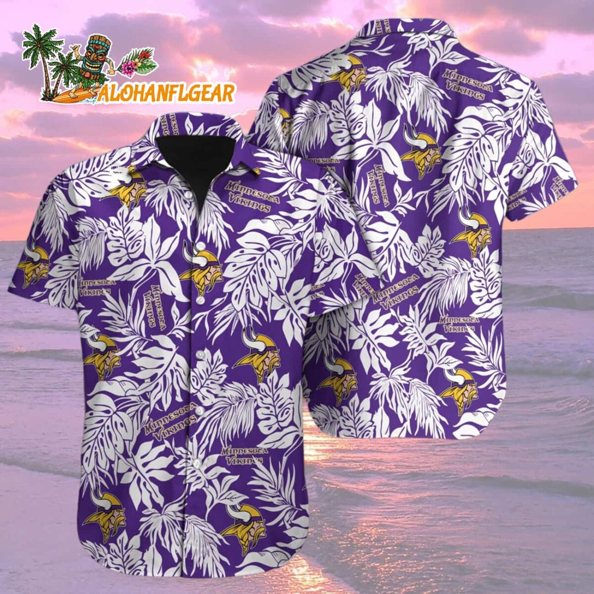 Minnesota Vikings Tropical Leafs Designs Hawaiian Shirt Minnesota Vikings Aloha Shirt 2