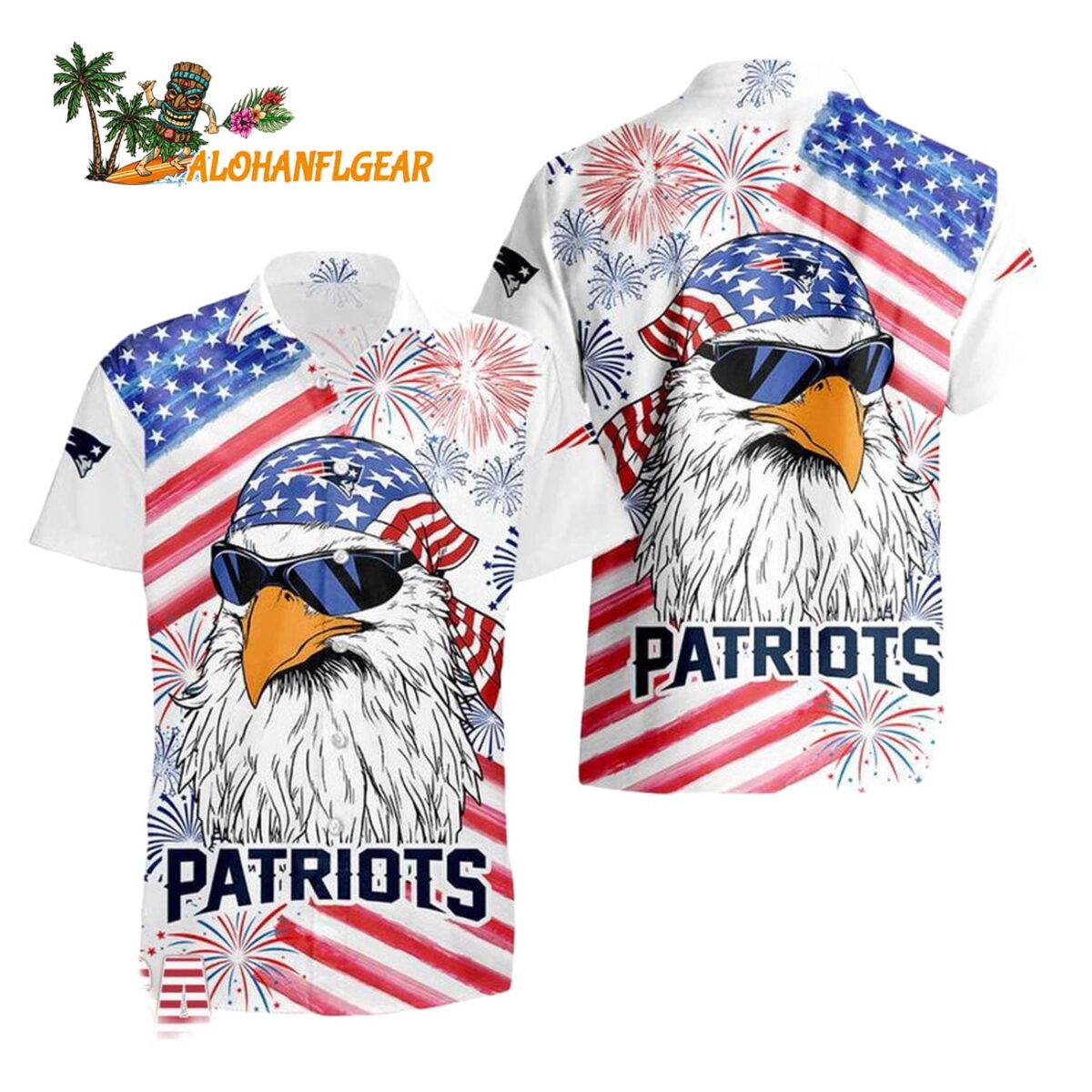New England Patriots American Eagle Emblem Hawaiian Shirt New England Patriots Aloha Shirt 1