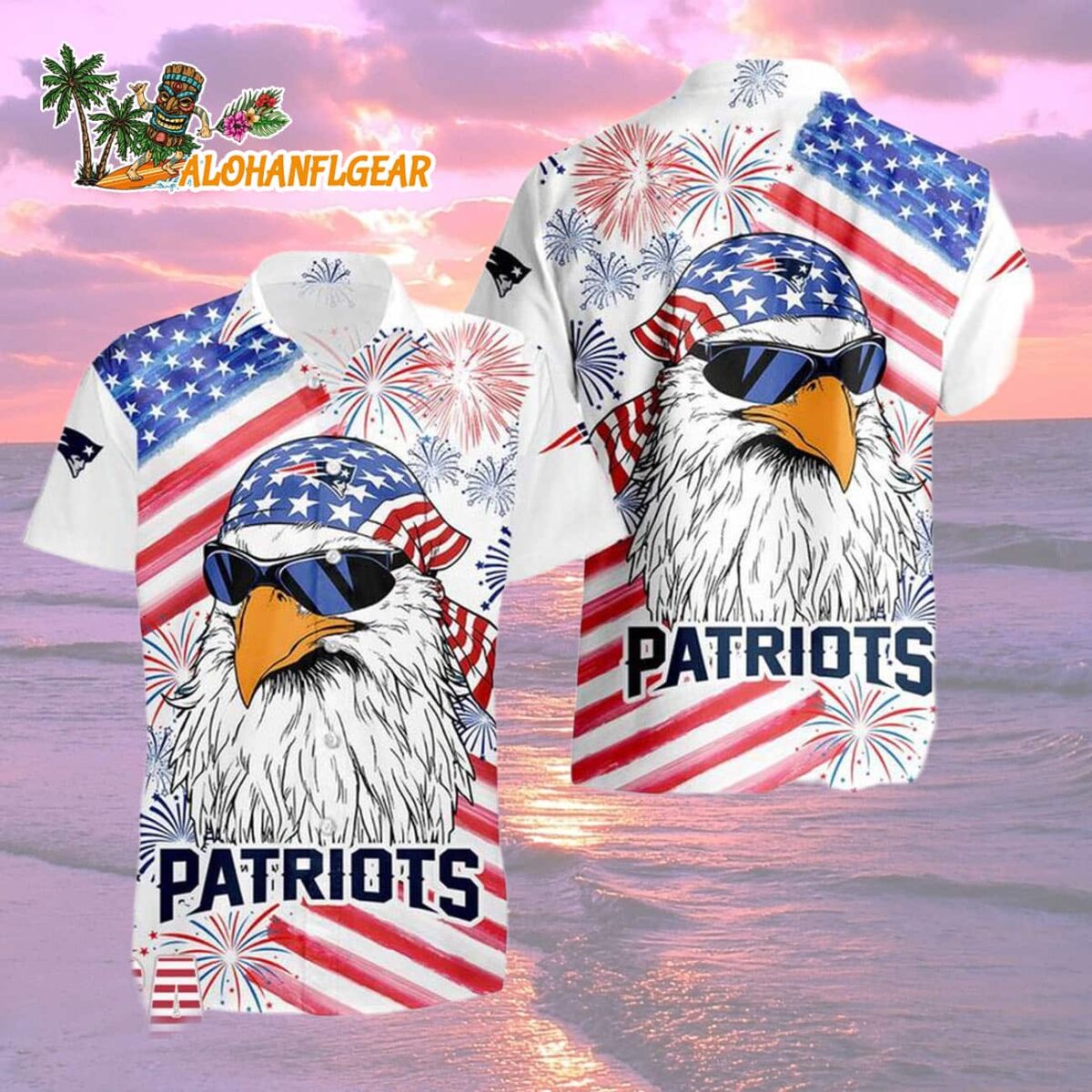 New England Patriots American Eagle Emblem Hawaiian Shirt New England Patriots Aloha Shirt 2