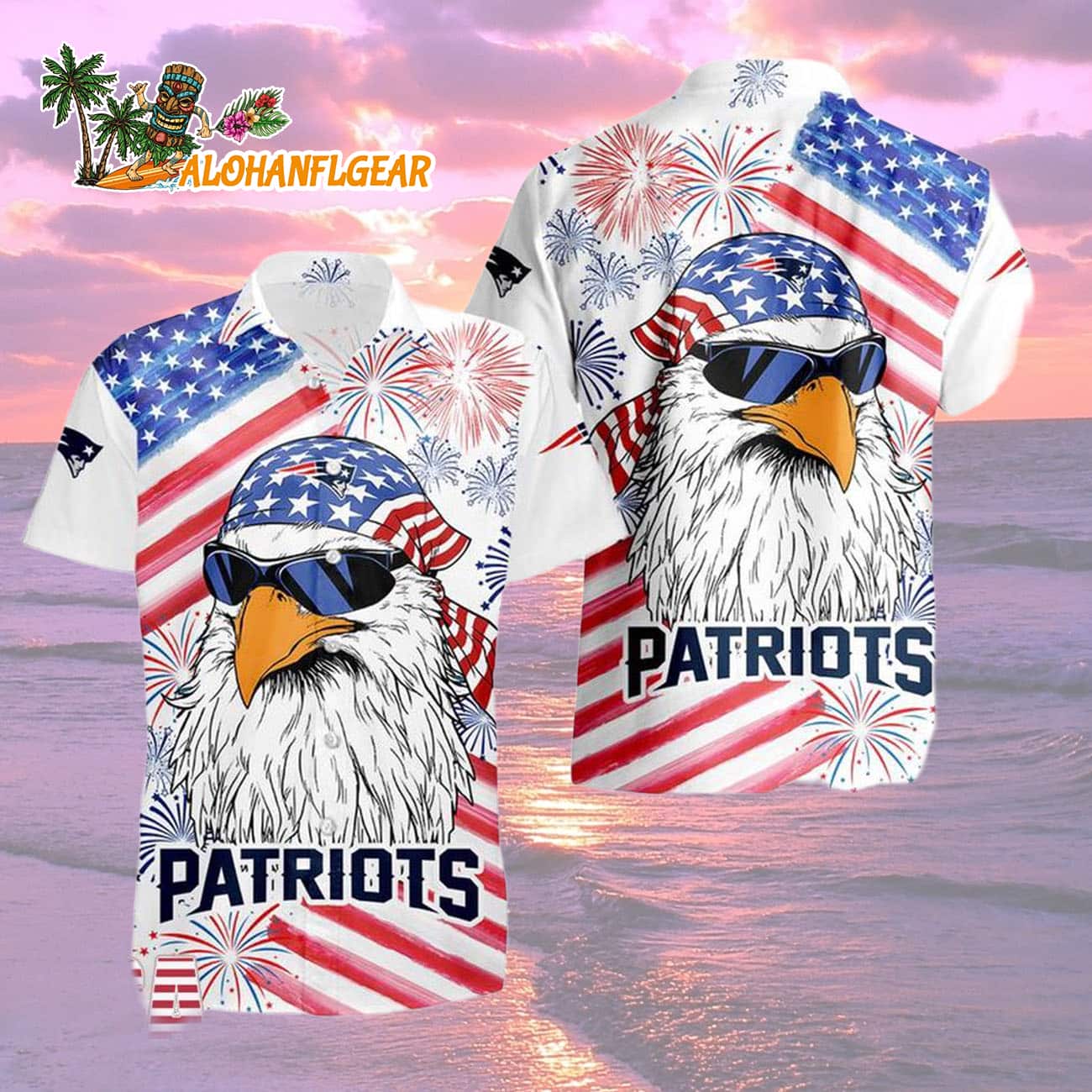 New England Patriots American Eagle Emblem Hawaiian Shirt New England Patriots American Eagle Emblem Hawaiian Shirt