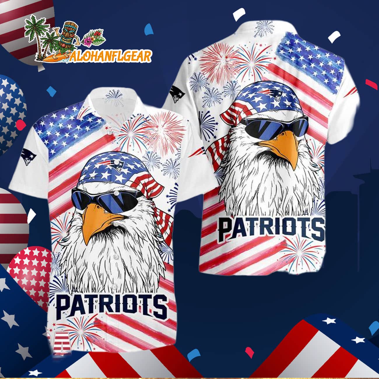 New England Patriots American Eagle Emblem Hawaiian Shirt New England Patriots American Eagle Emblem Hawaiian Shirt