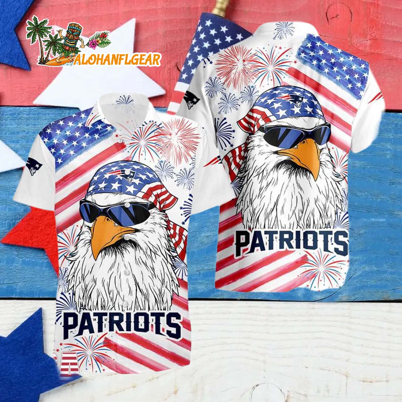New England Patriots American Eagle Emblem Hawaiian Shirt New England Patriots American Eagle Emblem Hawaiian Shirt