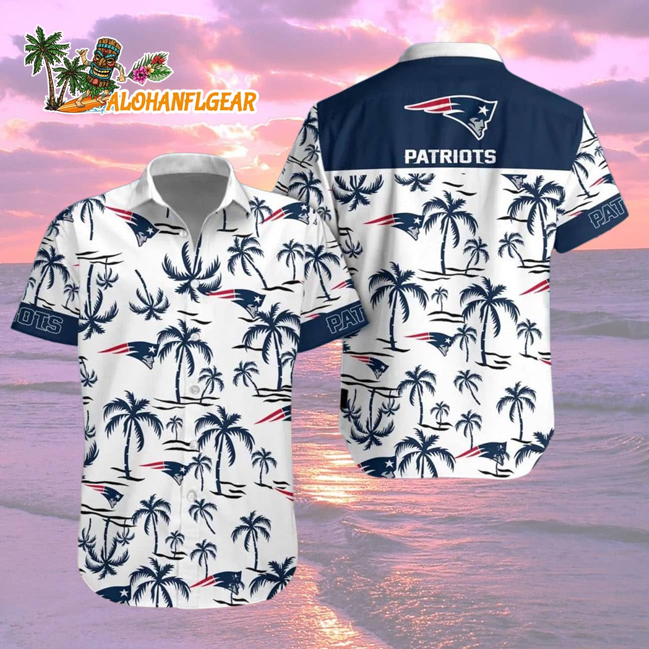 New England Patriots Coconut Logo Beach Hawaiian Shirt, NFL Aloha Shirt New England Patriots Coconut Logo Beach Hawaiian Shirt, NFL Aloha Shirt