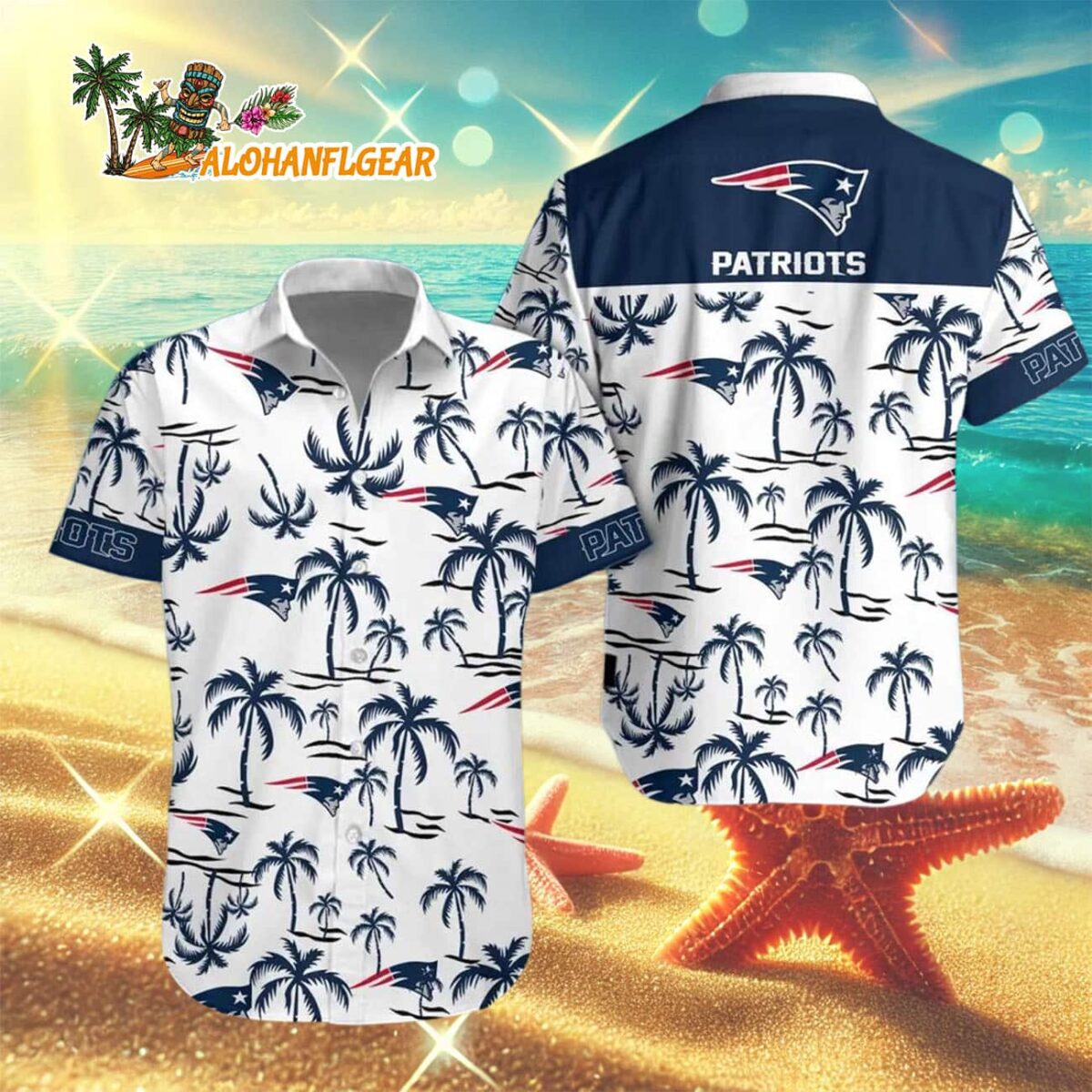 New England Patriots Coconut Logo Beach Hawaiian Shirt NFL Aloha Shirt 3