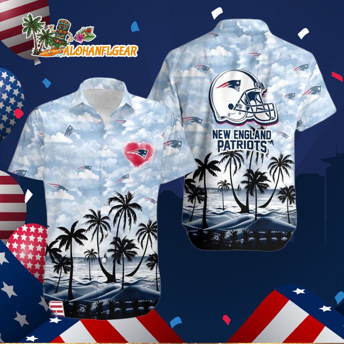 New England Patriots Coconut Palms Limited Edition Hawaiian Shirt New England Patriots Aloha Shirt 3