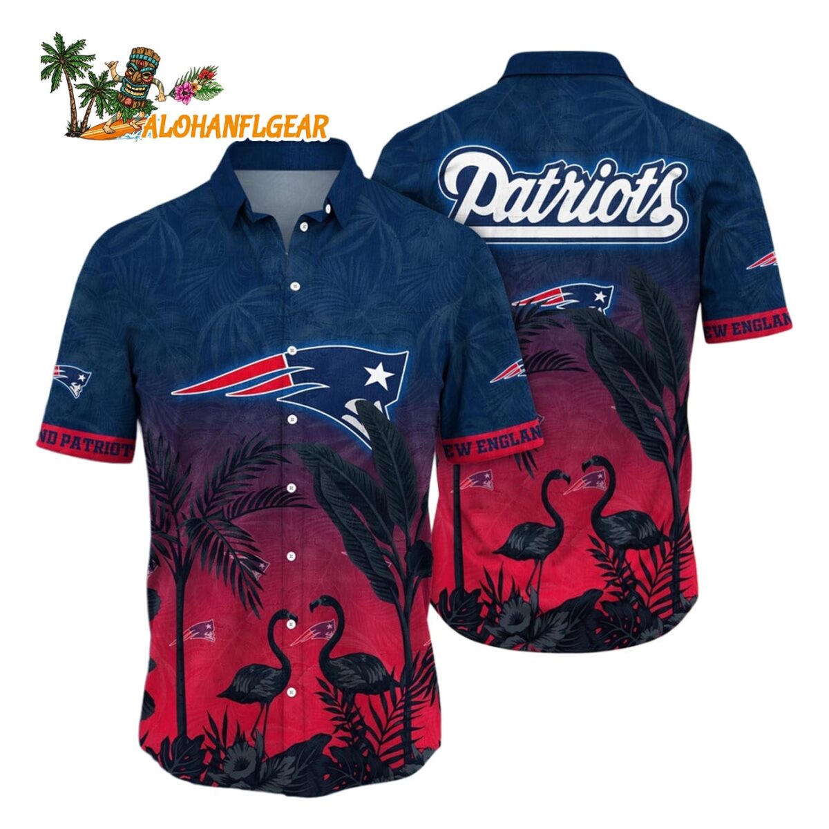 New England Patriots Flamingo And Flower Funny Hawaiian Shirt New England Patriots Aloha Shirt 1