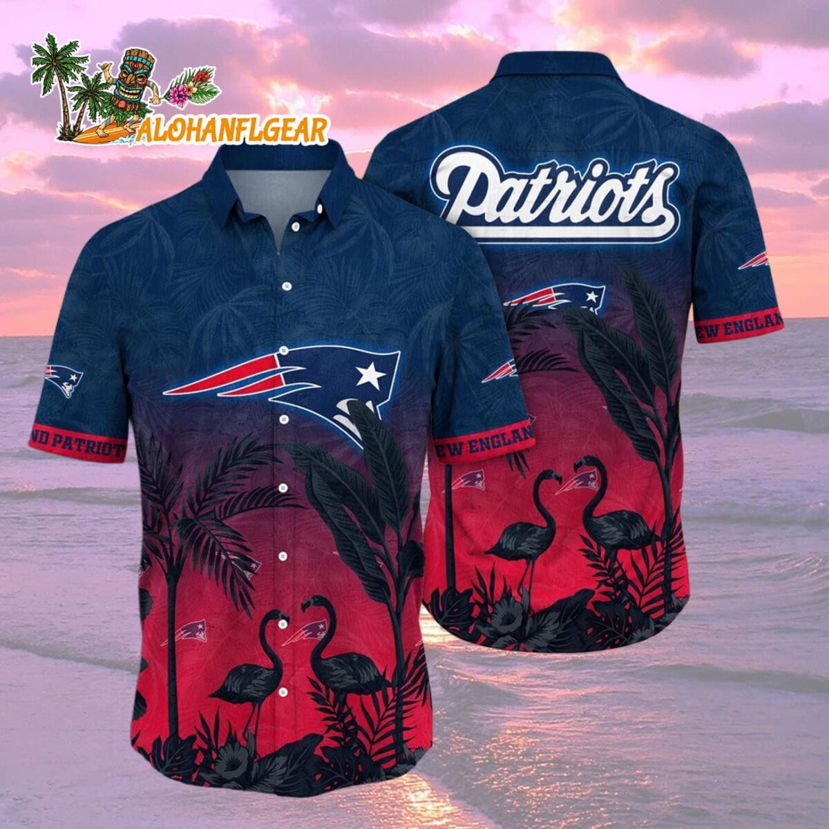 New England Patriots Flamingo And Flower Funny Hawaiian Shirt New England Patriots Aloha Shirt 2