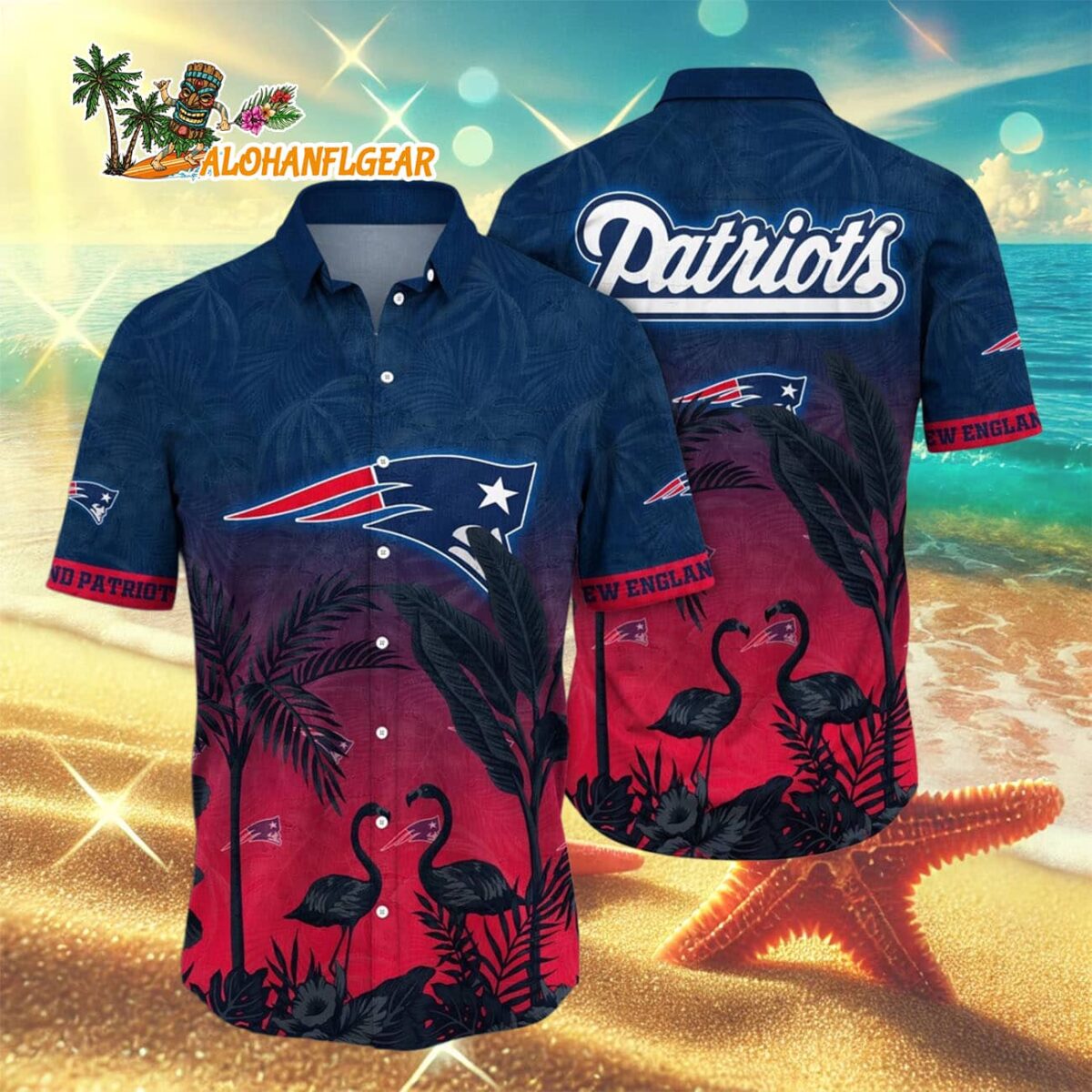 New England Patriots Flamingo And Flower Funny Hawaiian Shirt New England Patriots Aloha Shirt 3
