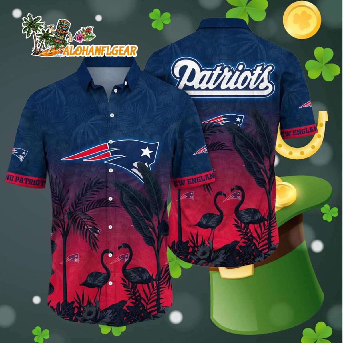 New England Patriots Flamingo And Flower Funny Hawaiian Shirt New England Patriots Aloha Shirt 4