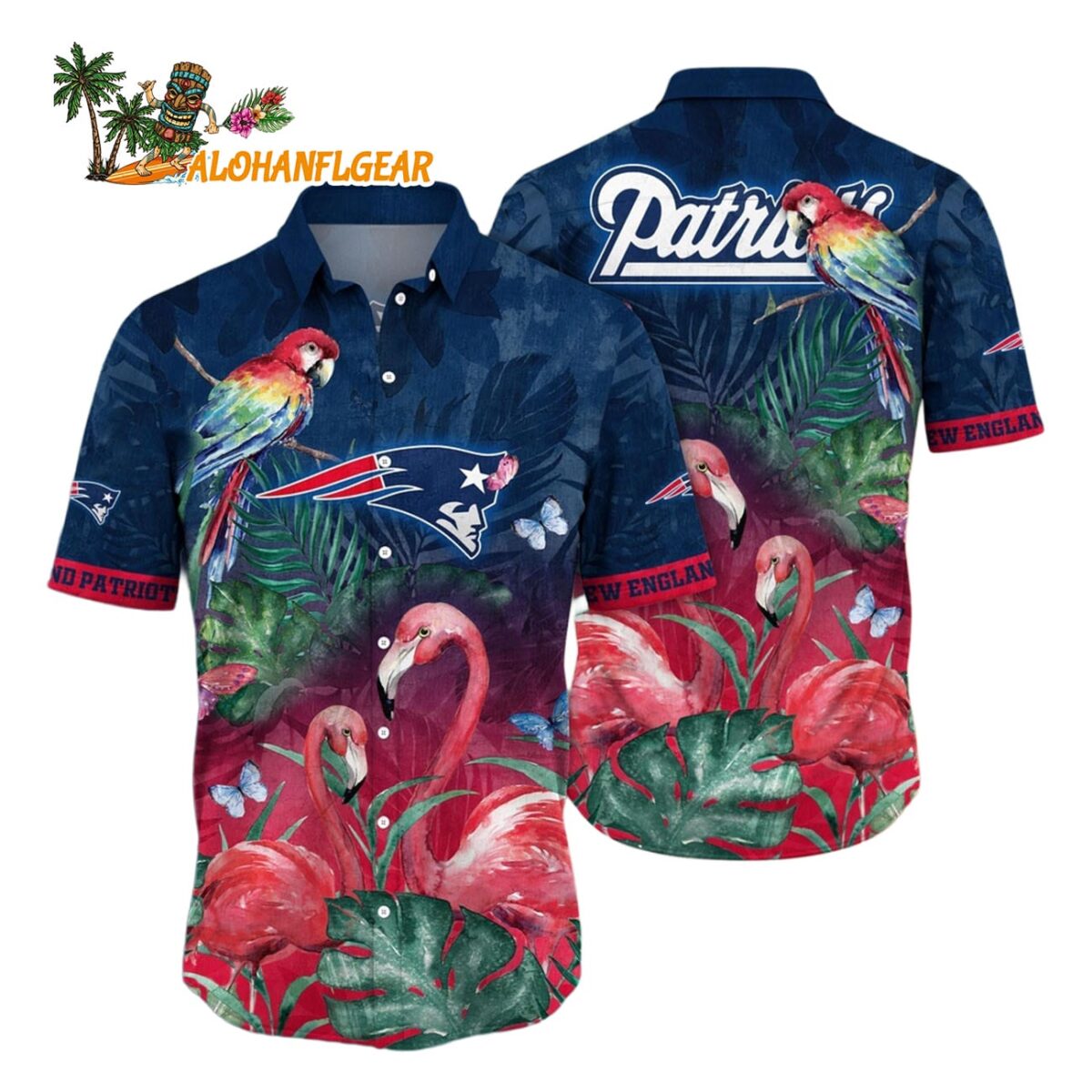 New England Patriots Flamingo And Flower Hawaiian Shirt New England Patriots Aloha Shirt 1