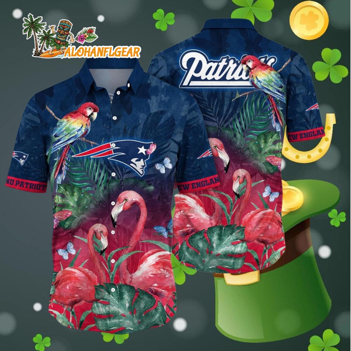New England Patriots Flamingo And Flower Hawaiian Shirt New England Patriots Aloha Shirt 4