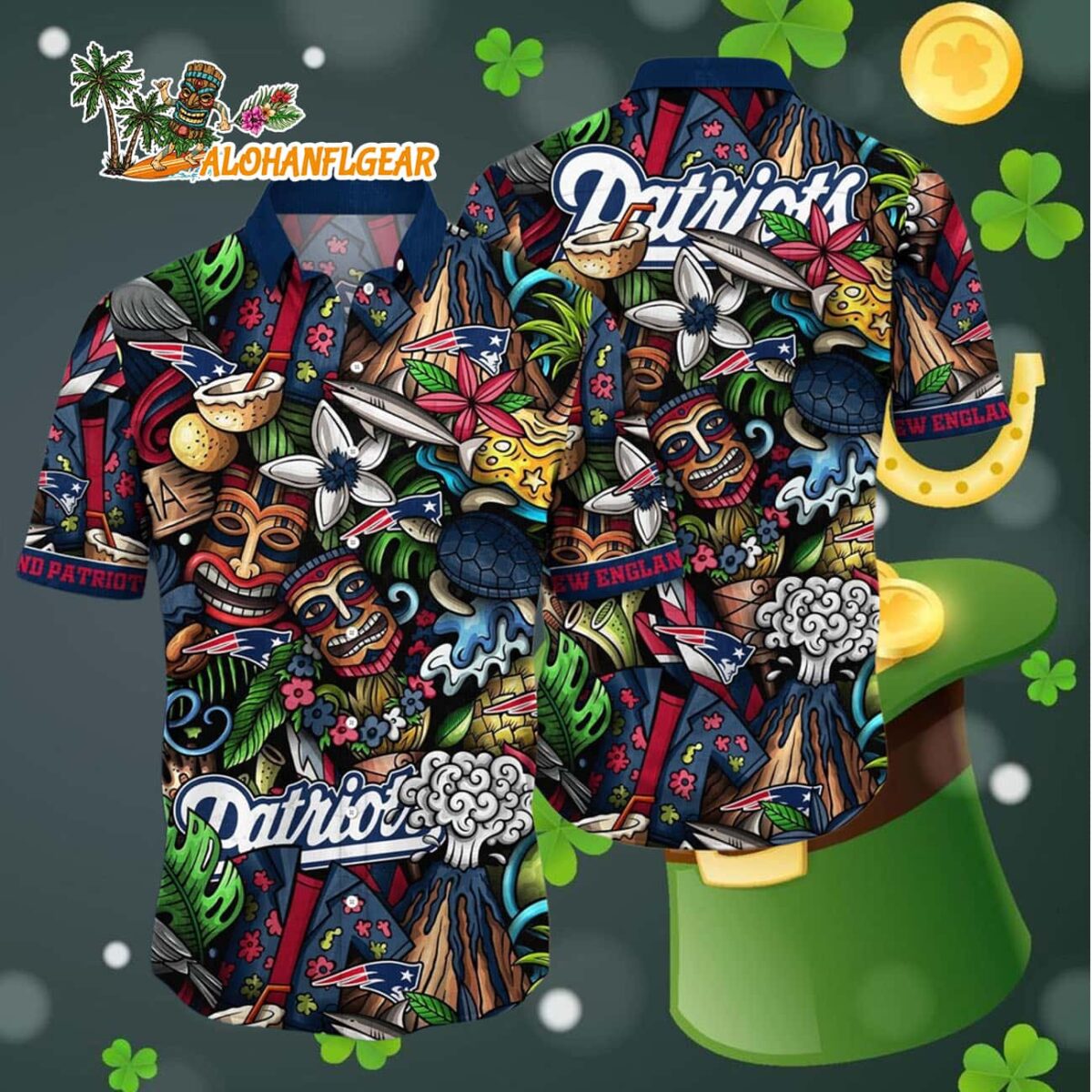 New England Patriots Flower Tiki Me Off Hawaiian Shirt New England Patriots Aloha Shirt 4