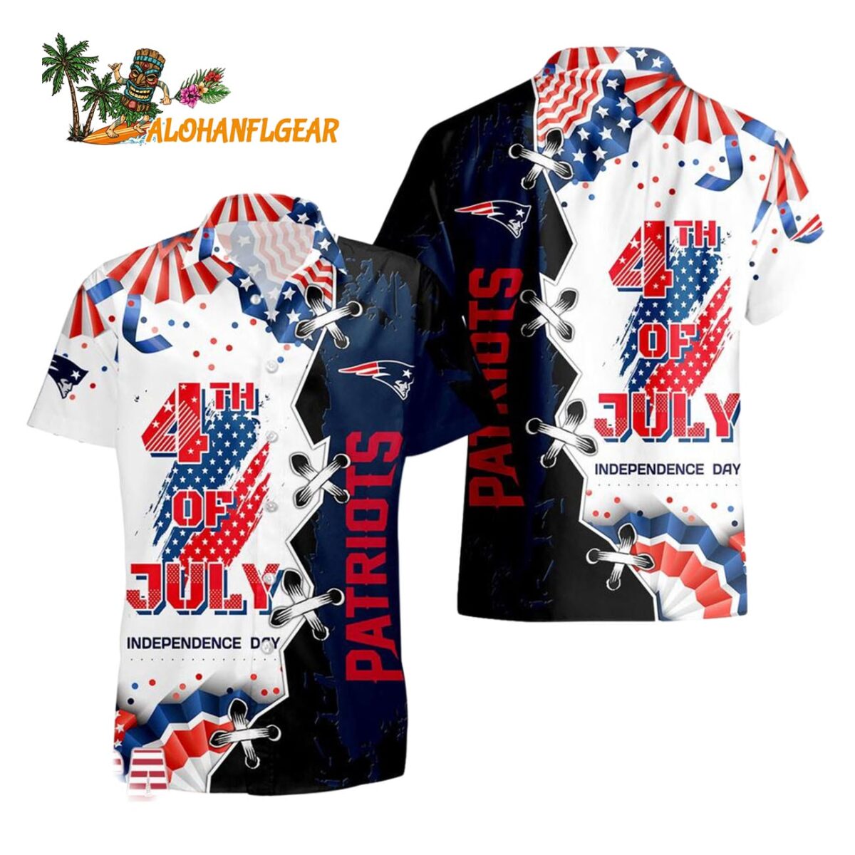 New England Patriots Happy Independence Day Resurgence Hawaiian Shirt NFL Aloha Shirt 1