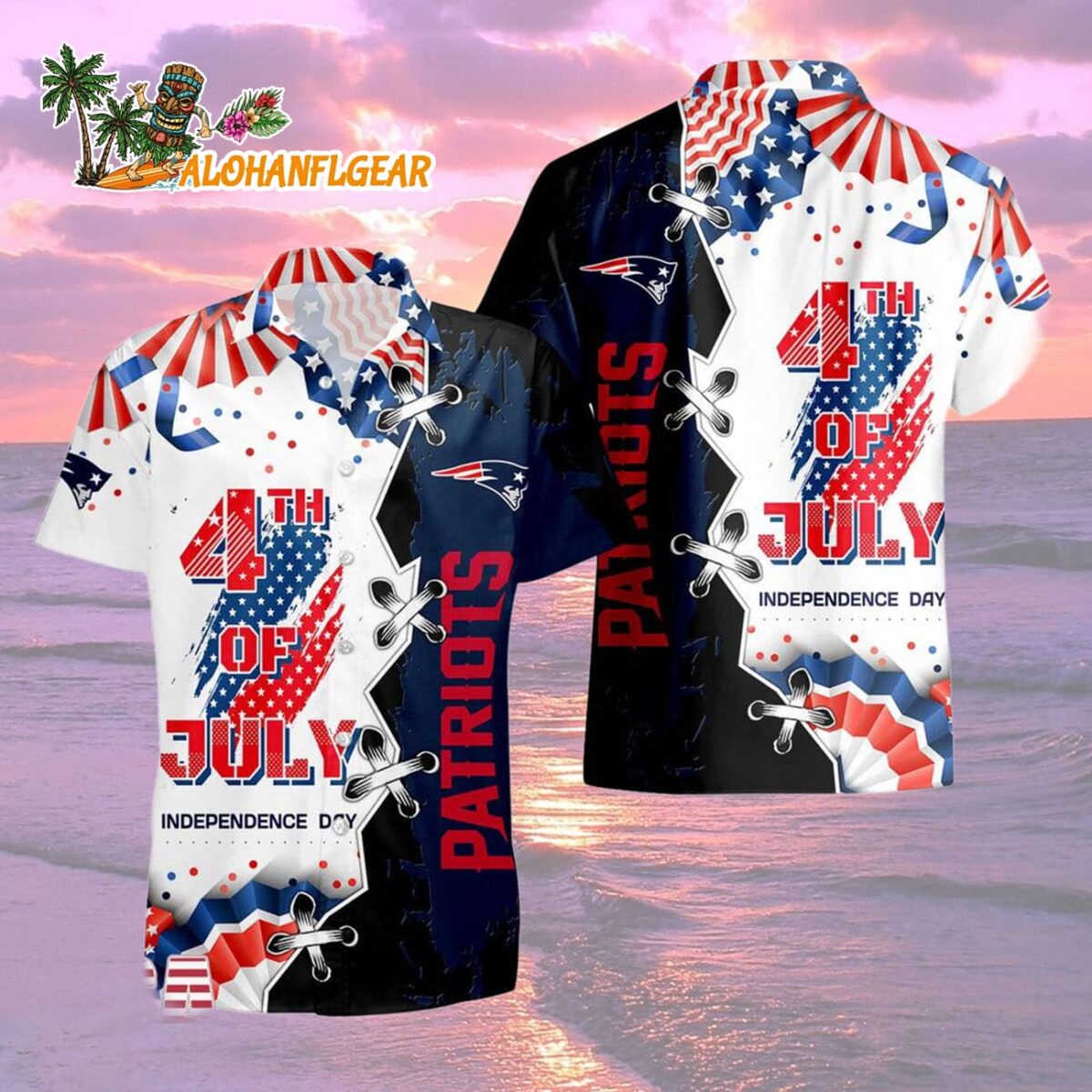 New England Patriots Happy Independence Day Resurgence Hawaiian Shirt NFL Aloha Shirt 2