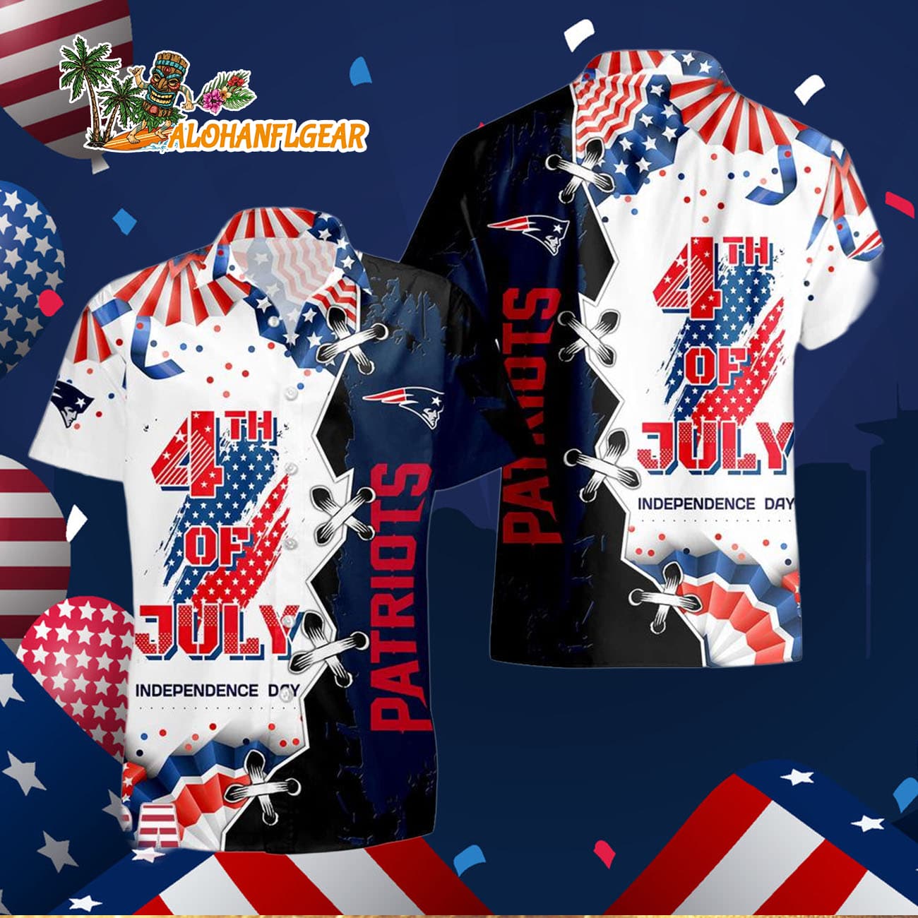 New England Patriots Happy Independence Day Resurgence Hawaiian Shirt, NFL Aloha Shirt New England Patriots Happy Independence Day Resurgence Hawaiian Shirt, NFL Aloha Shirt