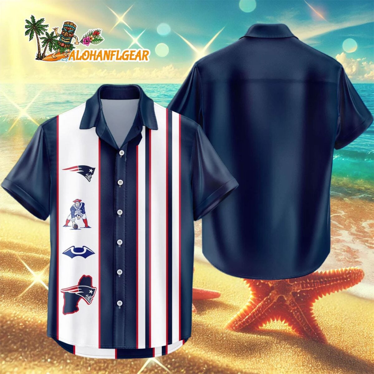 New England Patriots Hawaiian Shirt Classic Color Contrast 3