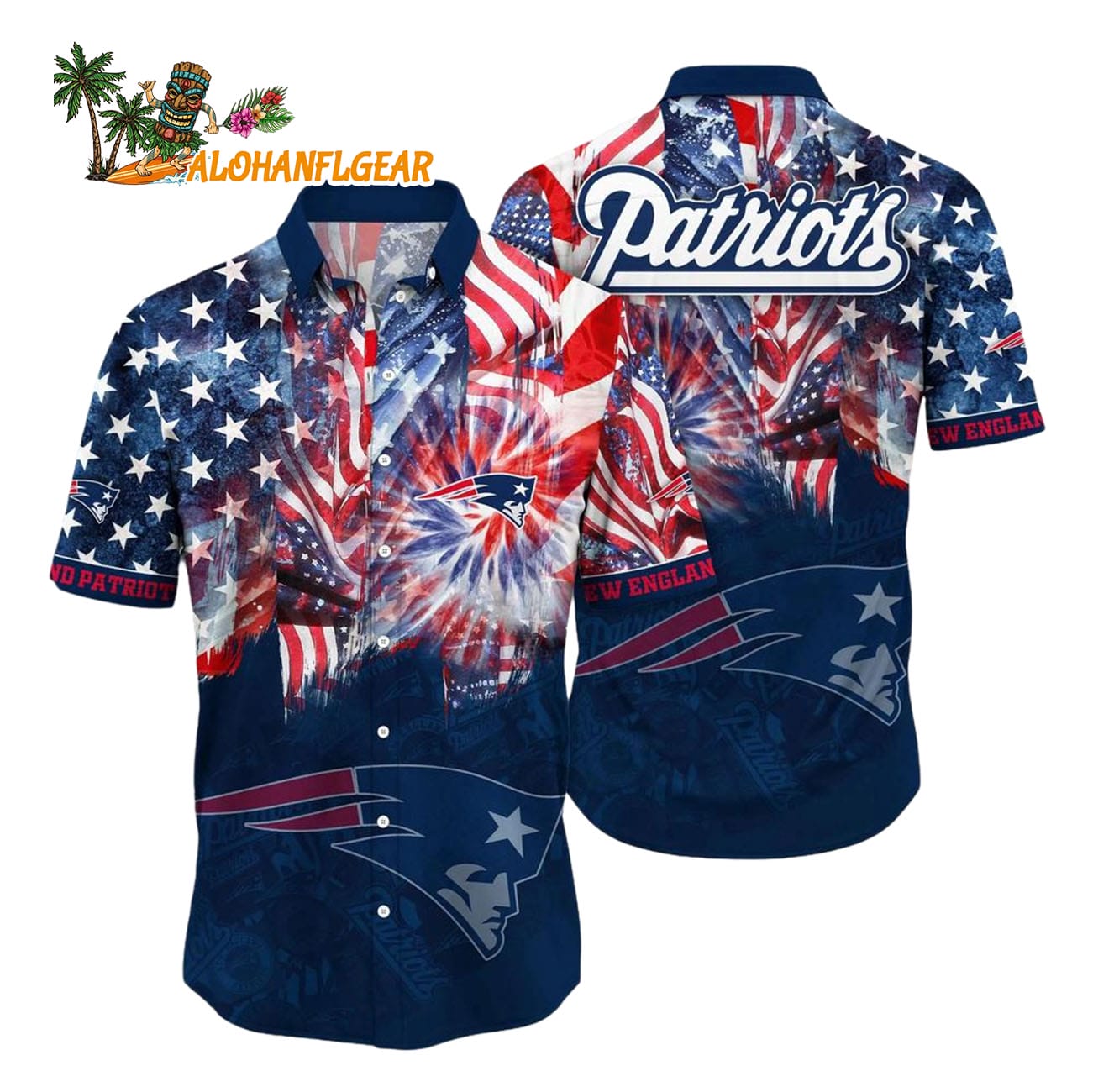 New England Patriots Independence Day Hawaiian Shirt, NFL Aloha Shirt New England Patriots Independence Day Hawaiian Shirt, NFL Aloha Shirt