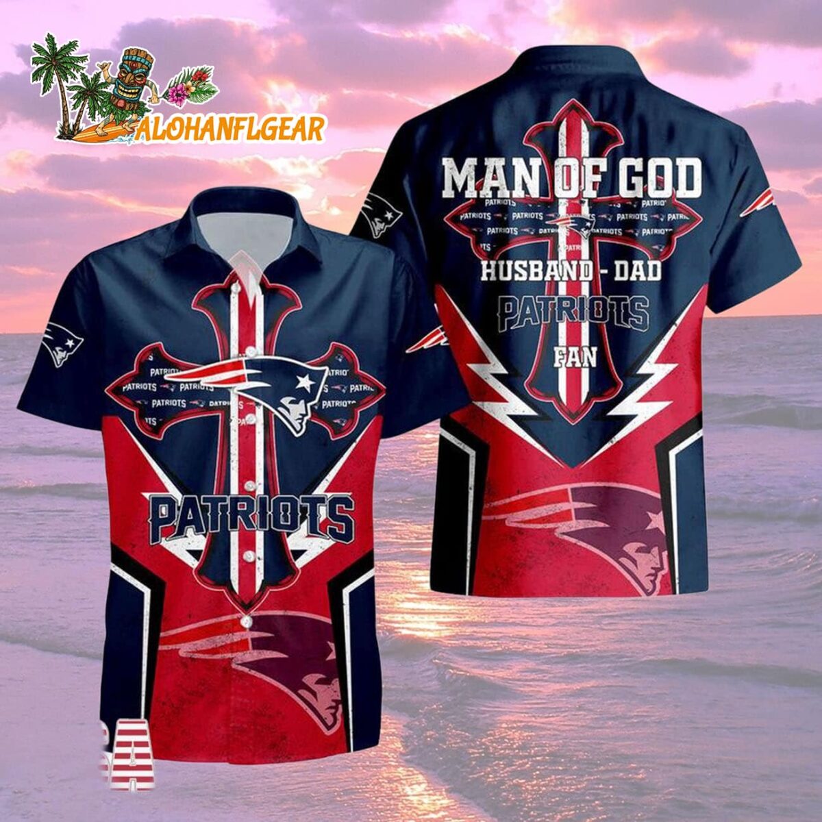 New England Patriots Man Of God Gift For Fathers Day Hawaiian Shirt New England Patriots Aloha Shirt 2