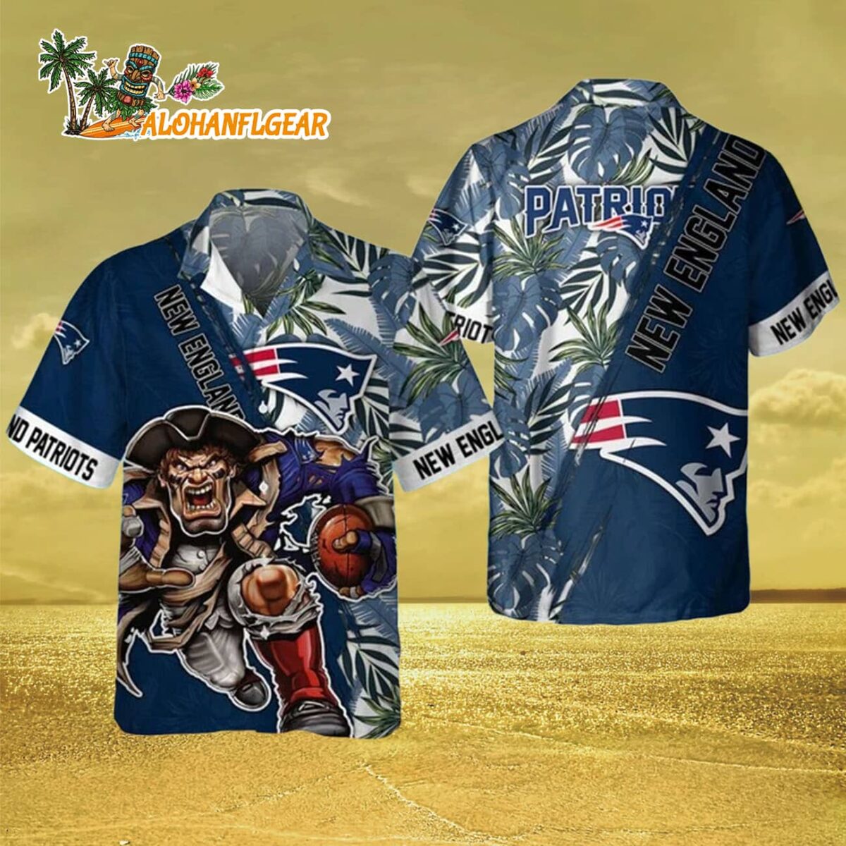 New England Patriots Mascot Summer Hawaiian Shirt New England Patriots Aloha Shirt 3