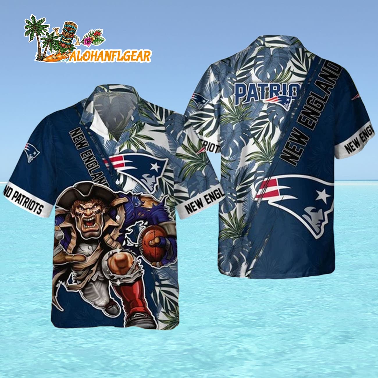 New England Patriots Mascot Summer Hawaiian Shirt, New England Patriots Aloha Shirt New England Patriots Mascot Summer Hawaiian Shirt, New England Patriots Aloha Shirt