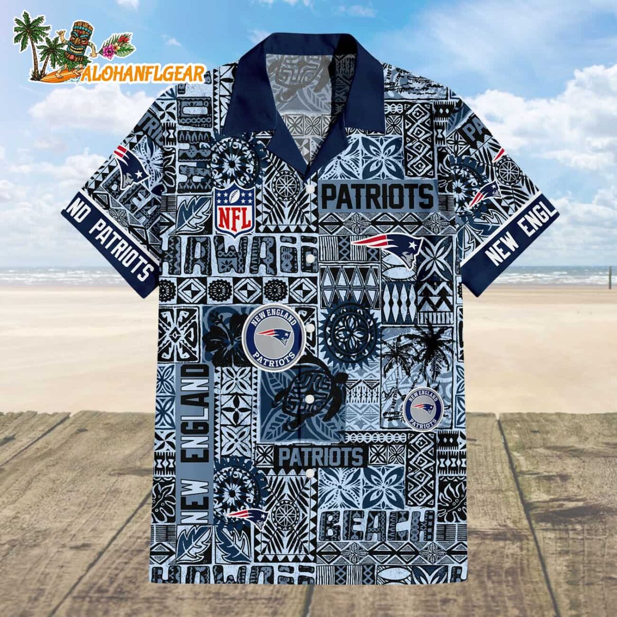 New England Patriots Tapa Patterns Hawaiian Shirt NFL Aloha Shirt 1