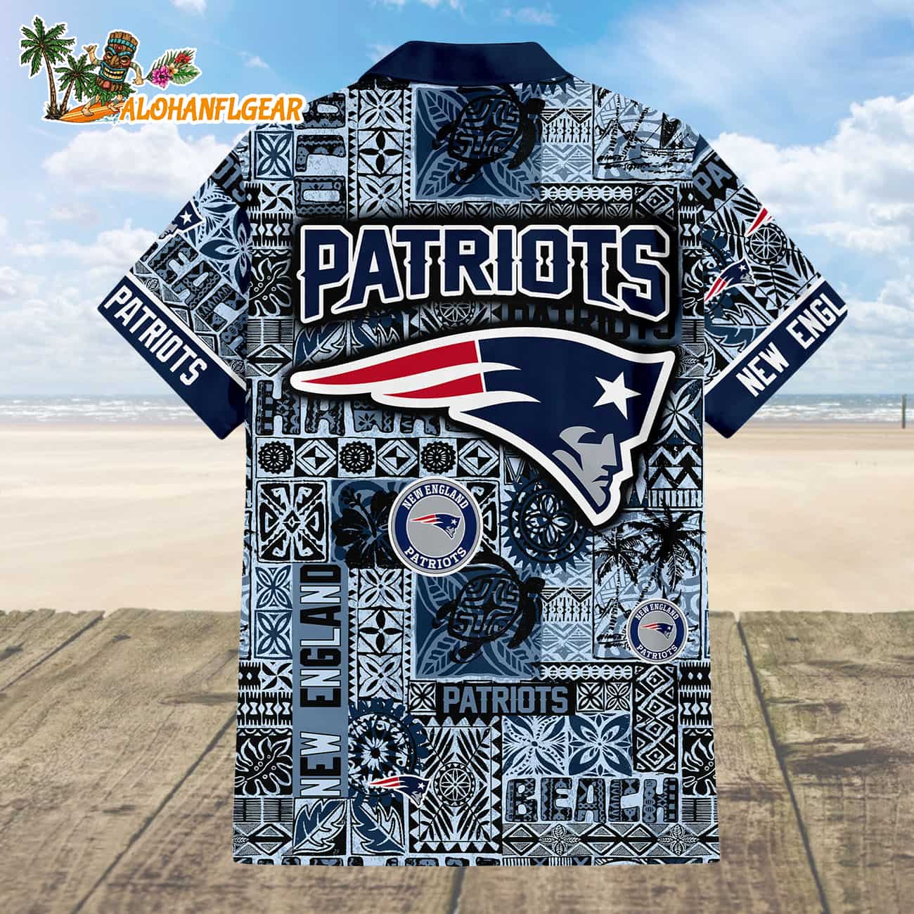 New England Patriots Tapa Patterns Hawaiian Shirt, NFL Aloha Shirt New England Patriots Tapa Patterns Hawaiian Shirt, NFL Aloha Shirt