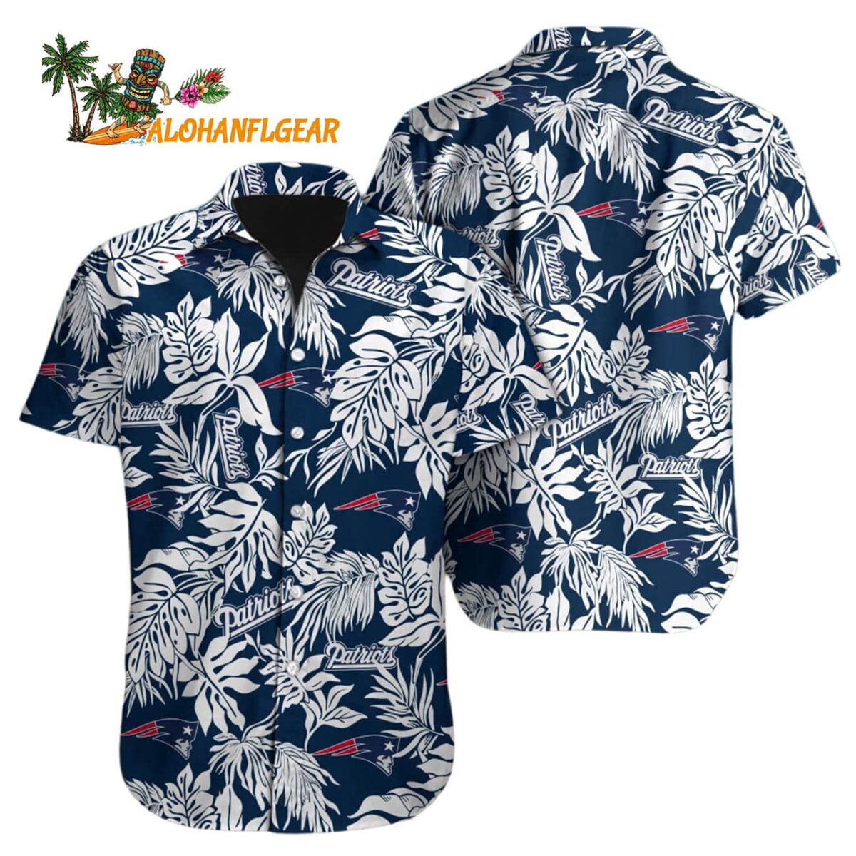 New England Patriots Tropical Leafs Designs Hawaiian Shirt New England Patriots Aloha Shirt 1