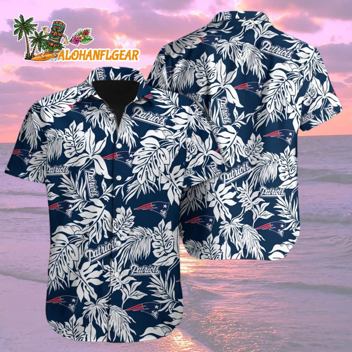 New England Patriots Tropical Leafs Designs Hawaiian Shirt New England Patriots Aloha Shirt 2