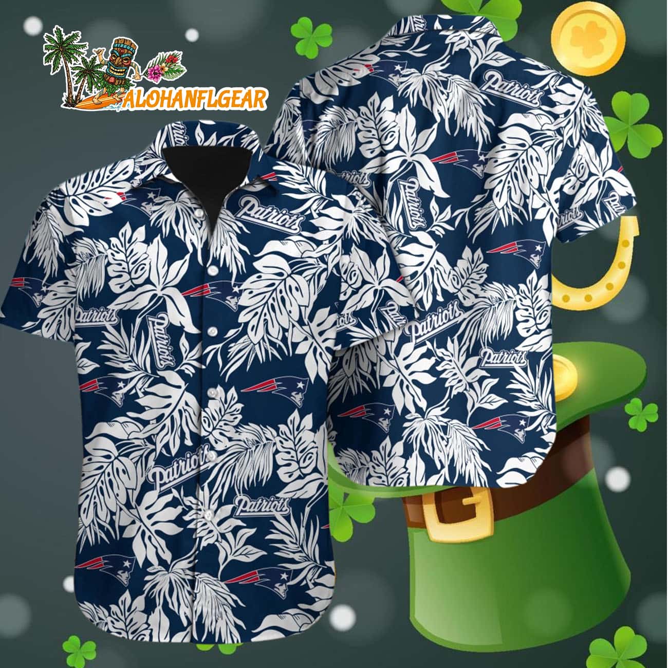 New England Patriots Tropical Leafs Designs Hawaiian Shirt, New England Patriots Aloha Shirt New England Patriots Tropical Leafs Designs Hawaiian Shirt, New England Patriots Aloha Shirt