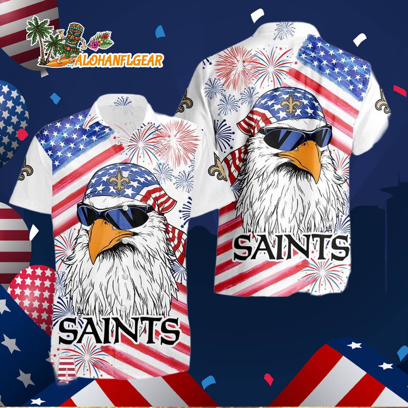 New Orleans Saints American Eagle Emblem Hawaiian Shirt New Orleans Saints American Eagle Emblem Hawaiian Shirt