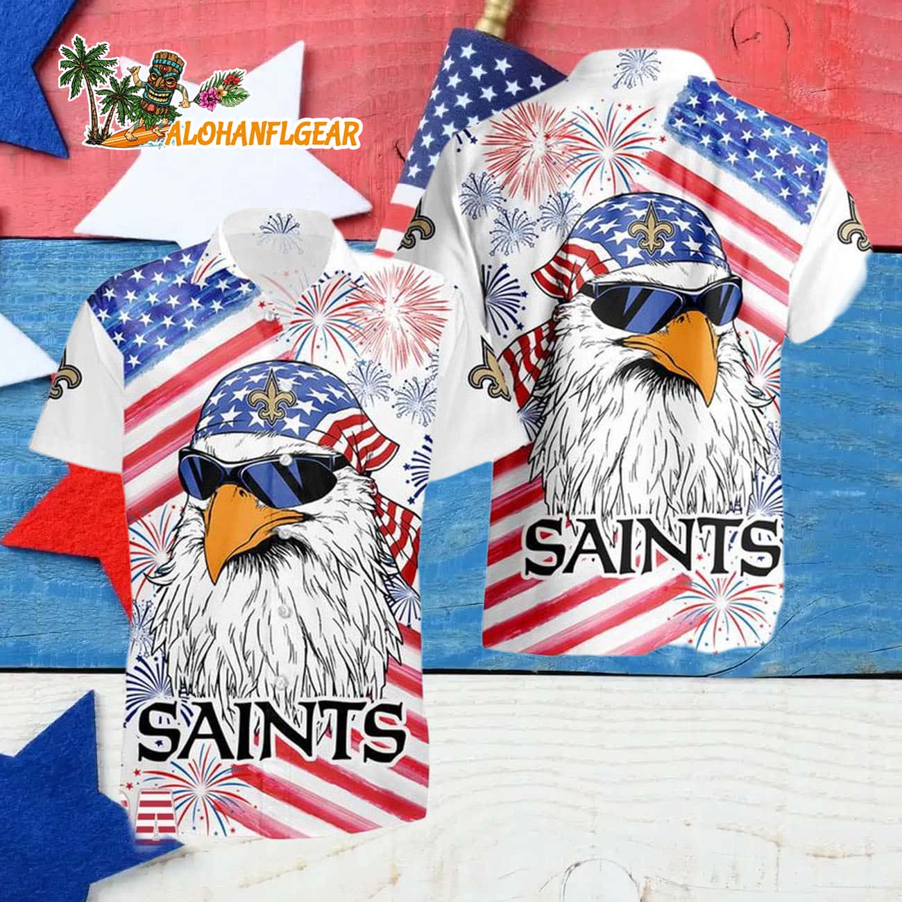New Orleans Saints American Eagle Emblem Hawaiian Shirt New Orleans Saints American Eagle Emblem Hawaiian Shirt