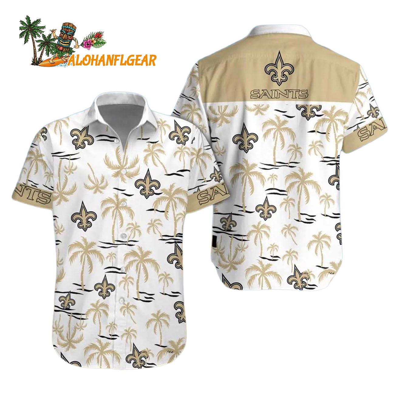 New Orleans Saints Coconut Logo Beach Hawaiian Shirt, NFL Aloha Shirt New Orleans Saints Coconut Logo Beach Hawaiian Shirt, NFL Aloha Shirt
