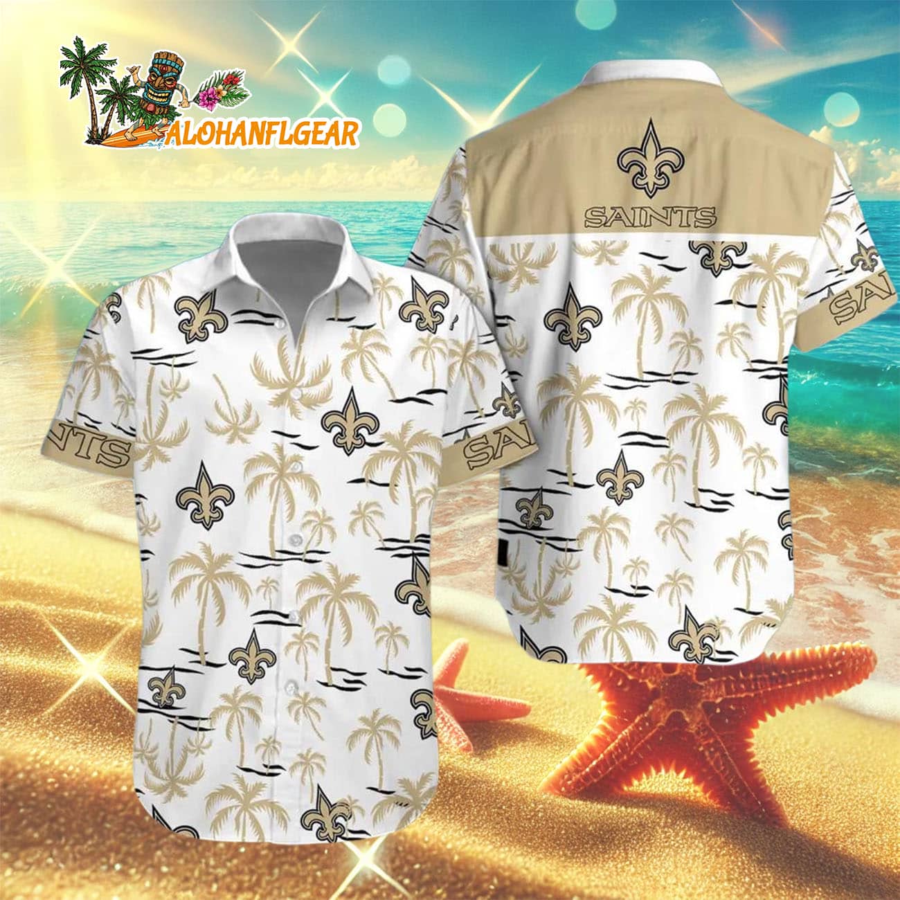 New Orleans Saints Coconut Logo Beach Hawaiian Shirt, NFL Aloha Shirt New Orleans Saints Coconut Logo Beach Hawaiian Shirt, NFL Aloha Shirt