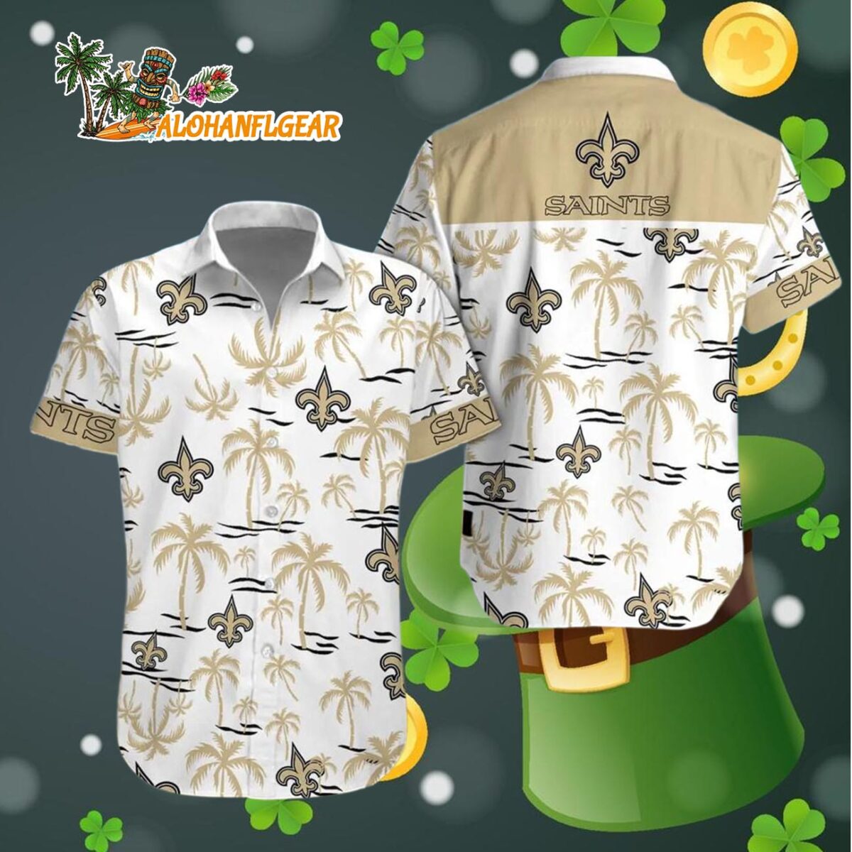 New Orleans Saints Coconut Logo Beach Hawaiian Shirt NFL Aloha Shirt 4